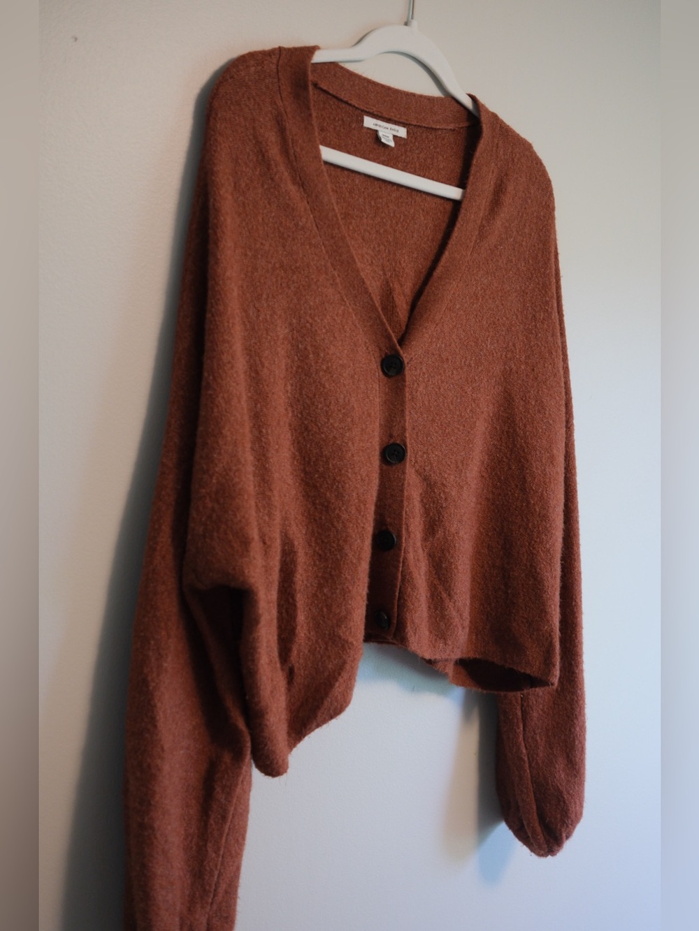 American Eagle Outfitters Cropped V-Neck Button Cardigan - Rust - Picture 2 of 4